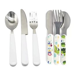 Sublimacja Puste Zestawy sztućców Dorosłych i Dziecka Przeniesienie ciepła Spoon Forks NICS Western DIY Naczynia Zestaw Prezenty Boże Narodzenie 0322