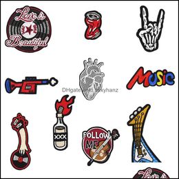 Sewing Notions Tools Apparel 10 Pcs Cool Embroidered Rock And Roll Badge For Punk Clothing Ironing Applique Men Jacket Stripe Embroiderede