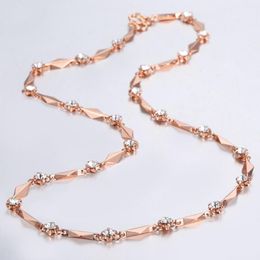 Chains Cubic Zircon Necklace For Women Girls 585 Rose Gold Link Chain Necklaces Female Party Wedding Jewellery Valentines Gifts GNM60Chains