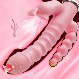 Sex Toy Massager Dildo Rabbit Vibrator 3 in 1tongue Licking Sucking Citoris Rechargeable Anal Clit Toys for Women Couples Shop