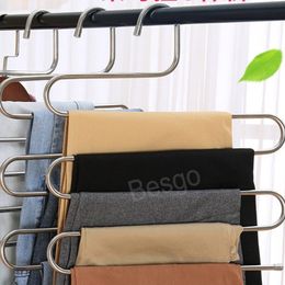 Stainless Steel S-type Clothes Hanger Multi-layer Storage Hangers Non-Slip Pants Rack Multi-Function Traceless Clothes Racks BH6414 TYJ