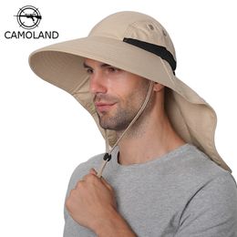 Summer Sun Hat Men Women Cotton Boonie Hat with Neck Flap Outdoor UV Protection Large Wide Brim Hiking Fishing Safari Bucket Hat 220525