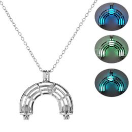 3 Colour Arch Bridge Luminous Necklace Women Fashion Silver Charm Glow In The Dark Pendant Necklace Halloween Jewellery Gift