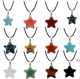 Natural Crystal Stone Pendant Party Favour Creative Star Gemstone Necklaces Pendants Hand Carved Women's Fashion Accessory BBB14820