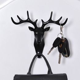 Wall Hanging Hook Vintage Deer Head Antlers for Hanging Clothes Hat Scarf Key Deer Horns Hanger Rack Wall Decoration 220527