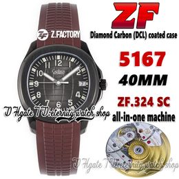 2022 ZF V3 Upgraded 5167 324SC ZF324 Automatic Mens Watch 40mm Black Texture Dial Diamond Carbon (DCL) coated Case Brown Rubber Strap Super Version eternity Watches