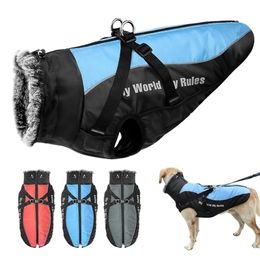 Warm Pet Clothes Winter Thicken Dog Coat Harness For Medium Large Dogs French Bulldog Big Dog Clothing Jacket Vest Waterproof 201102
