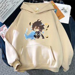 Genshin Impact Clothe Game Zhong Li Print Kawaii Hoodie Colors 12 Oversized Sweatshirts Anime Aesthetic Harajuku Wram 220406