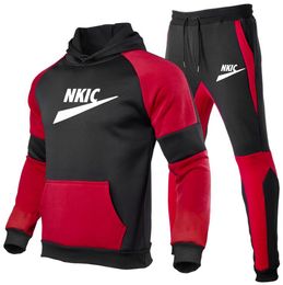2022 Men's Sportwear Suit Sweatshirt Splice Tracksuit Men Casual Brand letter printing Sweatsuit Set Outwear Jacket+pants Sets