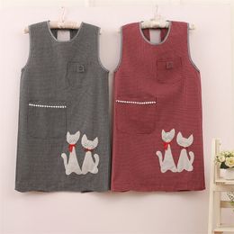 Fashionable cute Japanese cotton vest apron sleeveless home clothing waistcoat apron housework 201007