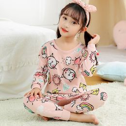 Children Autumn Long Sleeved Pyjamas Set Clothing For Boys Girls Cartoon Cotton Tops Pants 2pcs Pyjamas Kids Underwear Outfits 220714