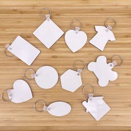 Sublimation Blank Keychains MDF Board Straps Key Rings Tag Heat Transfer Star house clouth shaped DIY Double-Sided Valentines Day Blanks