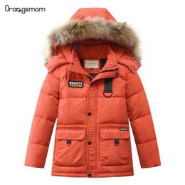 Boys Jackets Children Winter Snow Children Jacket Duck Down Wind Proof Thickened Warm Clothes With Fur Hooded Solid Pockets Outerwear J220718