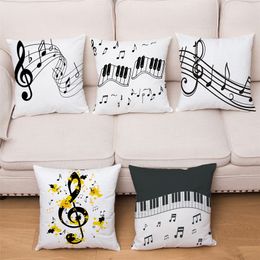 Pillow Case HD Cartoon Sheet Music Print Cushion Cover 45 45 Pillow Covers Super Soft Short Plush Pillows Cases Sofa Home Decor Pillowcase 220714