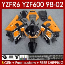 yamaha r6 orange fairings Australia - Body orange glossy Kit For YAMAHA YZF R6 R 6 98-02 YZFR6 98 99 00 01 02 Bodywork 145No.70 YZF 600 CC YZF-600 Frame YZF-R6 YZF600 600CC 1998 1999 2000 2001 2002 ABS Fairings