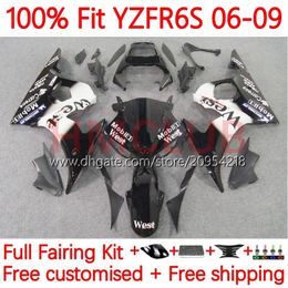 Injection Body For YAMAHA YZF-R6S YZF600 YZF R6 S 600 CC 06-09 Bodywork 10No27 YZF R6S 600CC YZFR6S 06 07 08 09 YZF-600 2006 2007 2008 2009 OEM Fairing Kit black west