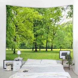 Nature Forest Tapestry Sunshine Tree Carpet Wall Cloth Hippie Mandala Tapiz Landscape Home Decoration J220804