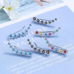 Stud Sterling Silver Earrings Ear Clip Full Of Zircon A Row Star For Girls Fashion Jewellery GiftsStud