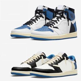 Blue Fragments 1 High TS Cactus Jack Suede Basketball Shoes VAPMAX Men Women 1s LOW SP Jack Dark Mocha Sports Sneakers With Plastic Cover Box