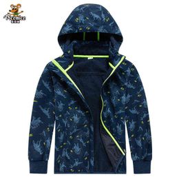 Fashion Boy Jackets 2022 Winter Kids Printing Outerwear Waterproof Windproof Hooded Jackets For Children Polar Fleece Jackets J220718