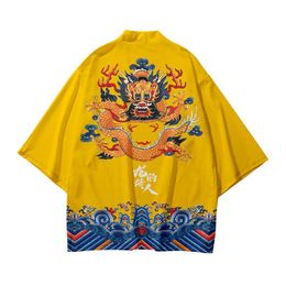 -Ropa étnica estilo chino Cardigan Dragon Herirs Camiseta impresa