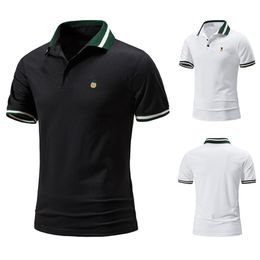 Men Polo Shirts Short Sleeve Summer Mens Casual Polos V Neck Jogger Tees Shirt Slim Solid Embroidery Business Tops Clothing 220504