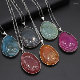 Pendant Necklaces Natural Stone Quartz Necklace Simple Water Drop Scale Agates Chain Jewellery For Women Reiki Heal GiftsPendant Sidn22