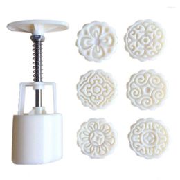 Baking Moulds 6 Pcs Round Shape Hand-pressed Quantitatively Adjustable Food Pastry Moon Cake Mould DIY Tools