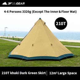 3F UL GEAR TRIBE Pyramid Tipi Tent 40D/210T Outdoor Large 4-6 Persons Tent 4 season Windproof Camipng Tent With Snow Skirt H220419