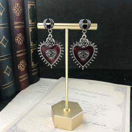 Dangle & Chandelier Goth Earrings For Women Dark Blood Heart Earring Gothic Accessories Devil's Eye Black Gem Occult Halloween JewelryDa