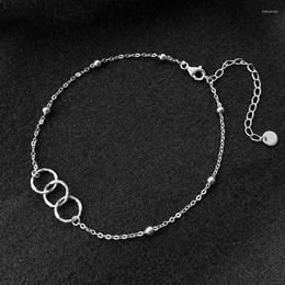 Anklets Chic 925 Sterling Silver For Women Trendy Party Jewelry Simple Three Circles Foot Chain Accessories Girl GiftAnklets Kirk22