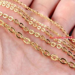 Chains Wholesale Fashion Gold 316L Stainless Steel 2/2.4/3mm Oval Cross Chains.Jewelry Finding DIY Necklace In Bulk For Men WomensChains