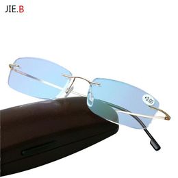 titanium rimless reading glasses Canada - Presbyopia eyeglasses Folding Light Flexible Memory Titanium Rimless Reading Glasses oculos de grau 1.0 1.5 2.0 2.5 3.0 3.5296c