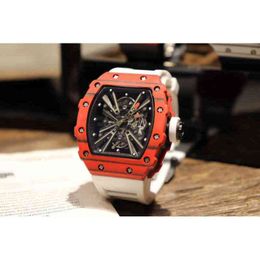 Watches Wristwatch Designer Mens Business Full Hollowed Out Automatic Sapphire Carbon Fibre Watch Fashion Trend Luminous Rubber Milles