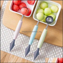 -Cucchiai posate cucina da pranzo bar per la casa giardino a doppia teste di anguria melone intagliatura frutta taglierina creativa crea dh629