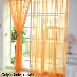 Curtain & Drapes 2pcs Soft Breathable Voile Fashion Living Room Home Decoration Solid Colour Transparent Polyester BedroomCurtain