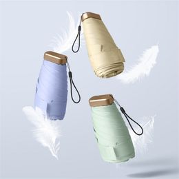 Mini Pocket Umbrella Ultralight Rain Sun Girls Anti UV Portable Folding Parasol for Single Hand Use 220426
