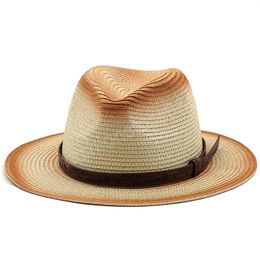 Vintage Panama Hat Men Straw Fedora Sun hat Women Summer Beach British Style Chapeau Jazz Trilby Cap Sombrero