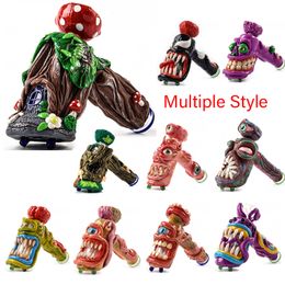 Halloween Heady 18mm Female Joint With Bowl Smoking Pipes Unique Glass Spoon Dab Rig Oil Burner Colourful Hand Pipe Accessories Tobacco Tools