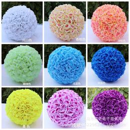 20cm 25cm 30cm Silk Flower Wedding Rose Kissing Balls Pomander Decorative Hanging Flower Ball Wedding Party Decoration Ball