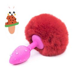 Nxy Sex Anal Toys Safe Silicone Butt Plug with Rabbit Tail Vaginal Toys for Woman Men Dilator Gay Products 1220