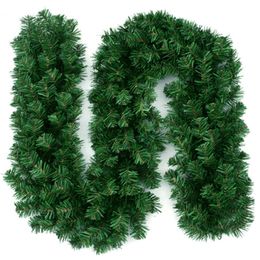 2.7M Artificial Green Christmas Garland Wreath Xmas Home Party Christmas Decoration Pine Tree Rattan Hanging Ornament T200909