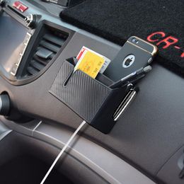 Car Organiser Soft PVC Storage Box Carbon Fibre Pattern Mobile Phone Holder Automobile Stowing Tidying Glasses Sundries Bag