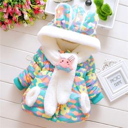 0-3Years/Children's Winter Jackets Cartoon Cute Rabbit Infant Outerwear Hooded Warm Thicker Baby Girls Coats Kids Clothes LJ201130