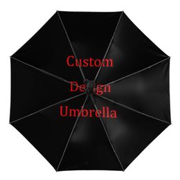 Personalised Automatic Rain Women Three Folding s Windproof Custom Design Umbrella Female Waterproof Parasol 220704