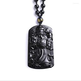 Pendant Necklaces Men Women's God Of Wealth Pendants Real Natural Obsidian Beaded Necklace Money Come Amulet Boutique JewelryPendant Hea