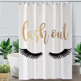 Eyelash Bath Curtain Funny Waterproof Shower With Hooks Lips Love Gold Black White Bathroom Decor 150x180cm T200711