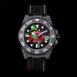 JH Montre De Luxe Mens Watches 40X12.4mm 3186 automatic mechanical movement carbon Fibre luxury watch artificial fiber-braided watchband