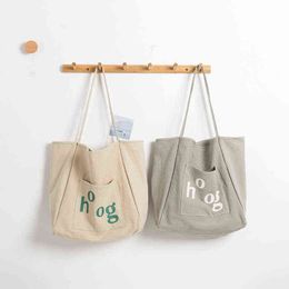 Elegant Simple Women Shopper Purses Eco Friendly Canvas Large Capacity Hobo Handbags Fashion Work Book Bag for Student 220617