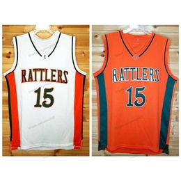 Nikivip Custom Retro DeMarcus Cousins #15 Rattlers High School Basketball Jersey Sewn White Orange S-4XL Name And Number Top Quality